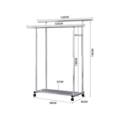 OGA 2X 120cm Stainless Steel Floor-Standing Clothes Rack - Durable and Space-Saving Laundry Organizer