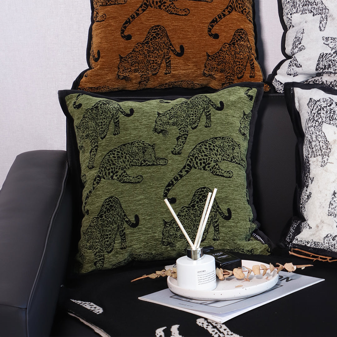 SOGA 2X 40cm Throw Pillow Green Leopard Square Retro Decorative Cushion for Living Room