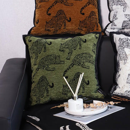 SOGA 2X 40cm Throw Pillow Green Leopard Square Retro Decorative Cushion for Living Room