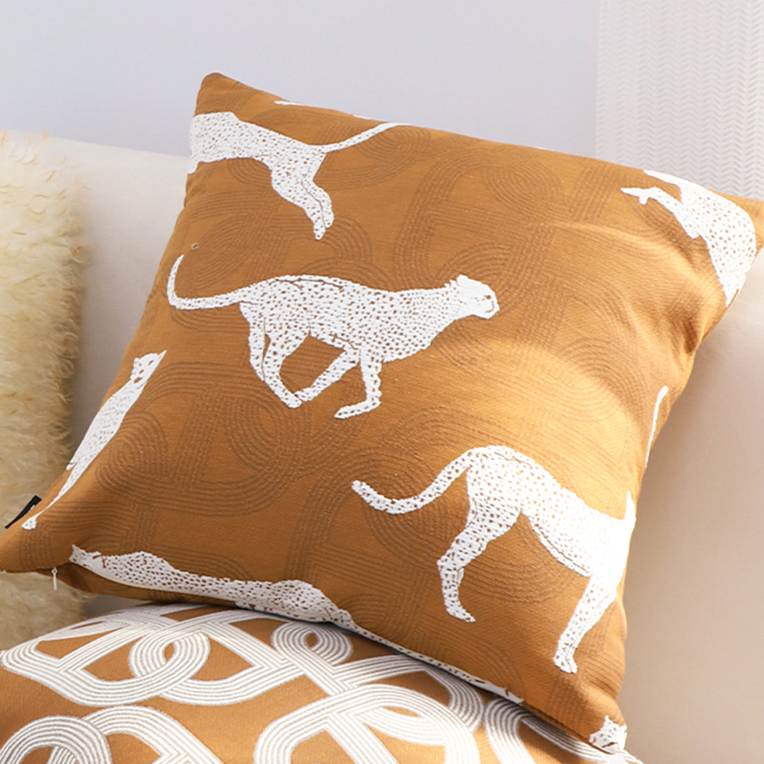 SOGA 2X 50cm Throw Pillow Brown and White Cheetah Animal Print for Home Décor