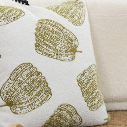 SOGA 2X 50cm Throw Pillow White with Olive Green Autumn Harvest Pumpkin Print Home Decor