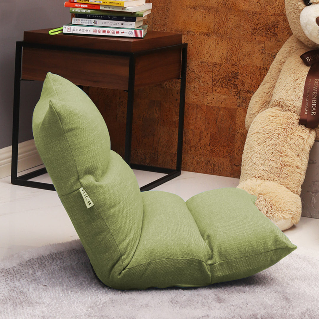 SOGA 2X Lounge Floor Recliner Adjustable Lazy Sofa Bed Folding Game Chair Yellow Green