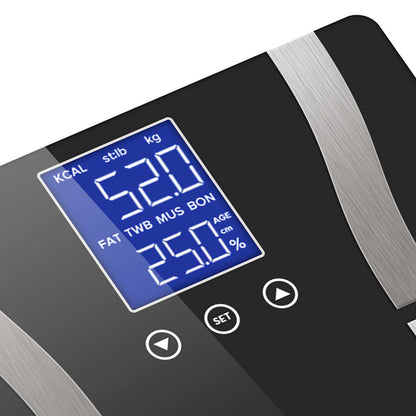 SOGA 2X Glass LCD Digital Body Fat Scale Bathroom Electronic Gym Water Weighing Scales Black/Pink