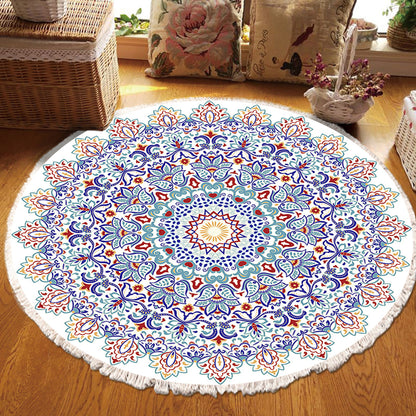 SOGA 120cm Mandala Round Area Thick Anti-slip Doormat, Home Decor