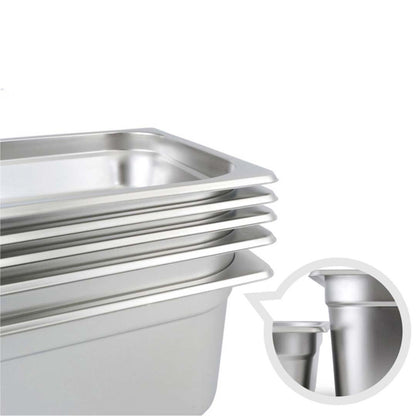 SOGA 6X Gastronorm GN Pan Full Size 1/1 GN Pan 2cm Deep Stainless Steel Tray With Lid