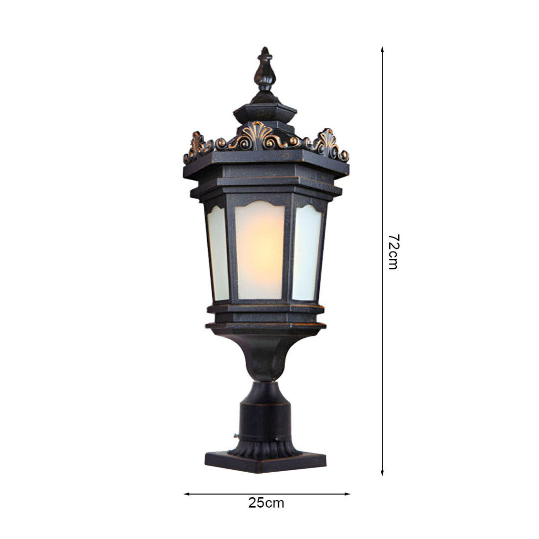 Vintage Lamp 4X 72cm Lantern Stand Elegant Aluminum & Glass Outdoor Light Antique Style Exterior Fixture