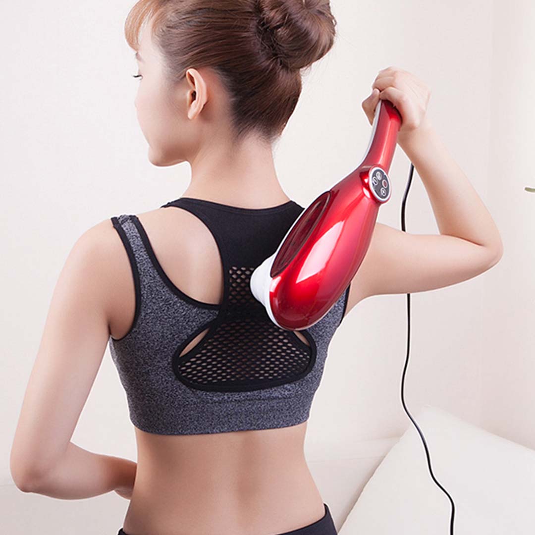 SOGA 2X 6 Heads Portable Handheld Massager Soothing Stimulate Blood Flow Red