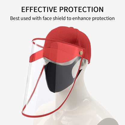 Outdoor Protection Hat Anti-Fog Pollution Dust Protective Cap Full Face HD Shield Cover Kids Red