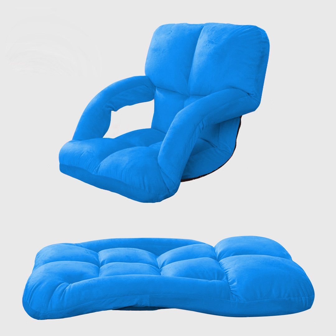 SOGA 2X Foldable Lounge Cushion Adjustable Floor Lazy Recliner Chair with Armrest Blue