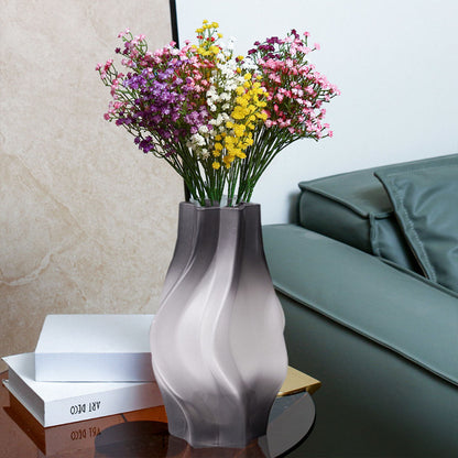 SOGA 25cm Glass Vase Grey with Beautiful glass Bubble Texture Art Vases