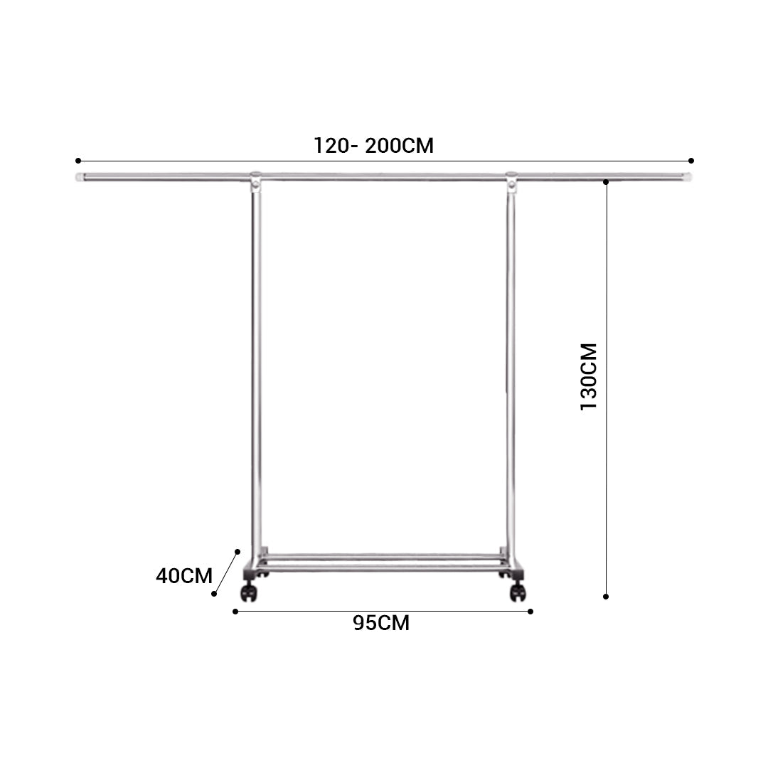 SOGA 2X 200cm Stainless Steel Floor-Standing Clothes Rack - Durable and Space-Saving Laundry Organizer