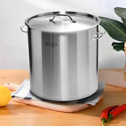 SOGA Stock Pot 25LT Top Grade Thick Stainless Steel Stockpot 32CM 18/10