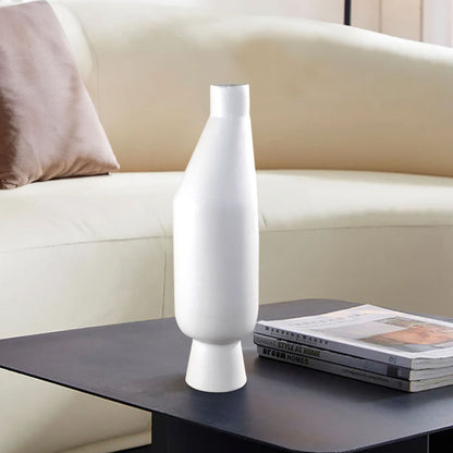SOGA 2X 14x52cm Ornament White Minimalist Vases with Narrow Neck Rounded Body for Modern Home Decor