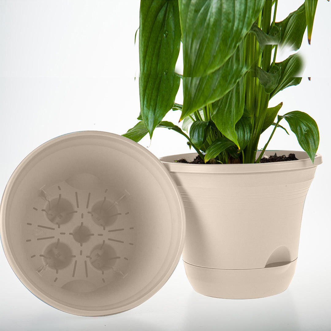 SOGA 19.5cm Plastic Plant Pot Self Watering Planter Flower Bonsai Indoor Outdoor Garden Decor Set of 3