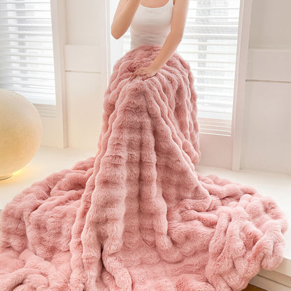 SOGA 2X 200cm Pink Fur Fuzzy Super Soft and Cozy Fluffy Throw Blanket
