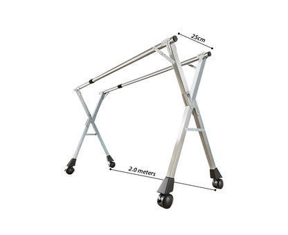 SOGA 2.0m Portable Standing Clothes Drying Rack Foldable Space-Saving Laundry Holder with Wheels
