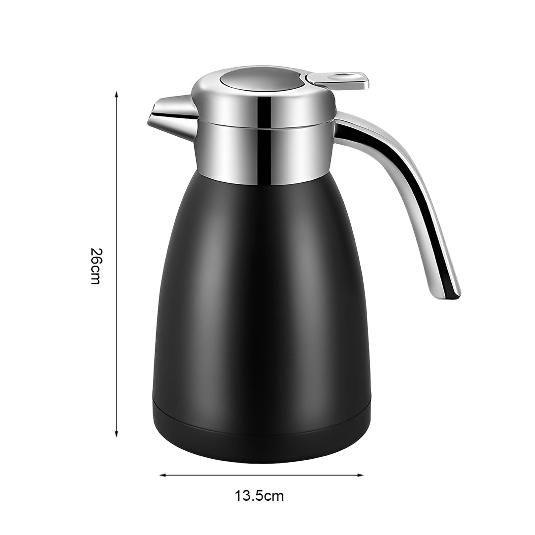 SOGA 2X 1.8L Stainless Steel Kettle Insulated Vacuum Flask Water Coffee Jug Thermal Black