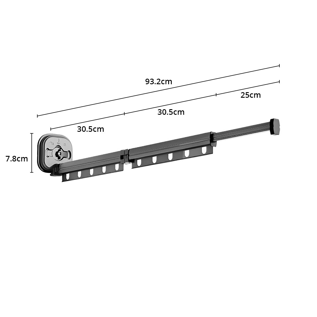 SOGA 2X  93.2cm Wall-Mounted Clothing Dry Rack Retractable Space-Saving Foldable Hanger