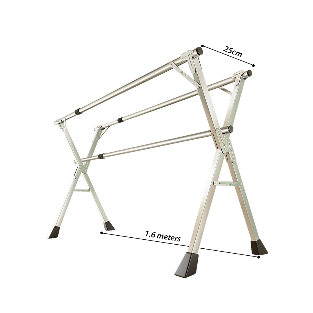 SOGA 2X 1.6m Portable Standing Clothes Drying Rack Foldable Space-Saving Laundry Holder 3 Poles