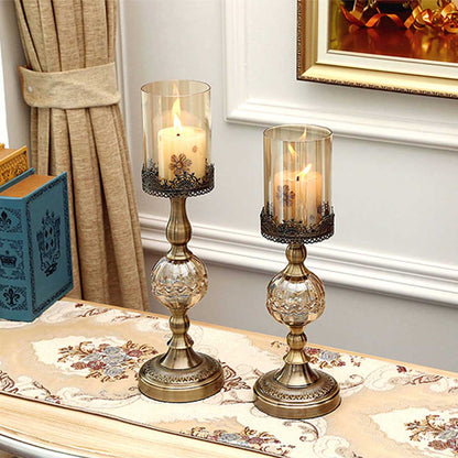 SOGA 2X 42cm Glass Candle Holder Candle Stand Glass/Metal