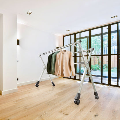 OGA 2X 160cm Portable Drying Rack Clothes Steel Laundry Rack Foldable Space-Saving Laundry Holder 3 Poles