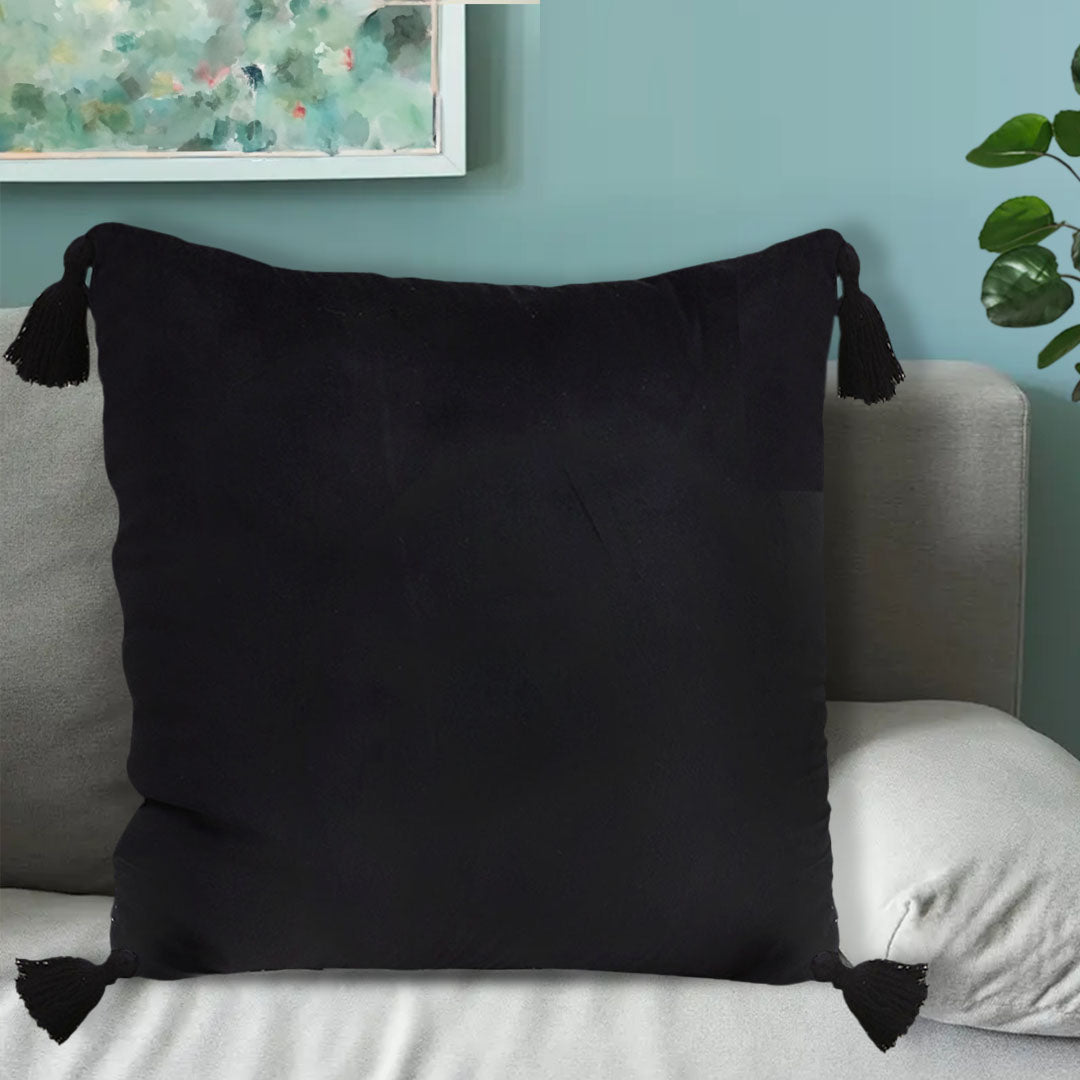 SOGA 2X 45Cm Black Vintage Butterfly Pillow Tassel Velvet Square Throw Pillow