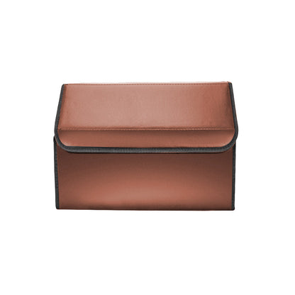 SOGA Leather Car Boot Collapsible Foldable Trunk Cargo Organizer Portable Storage Box Coffee Small