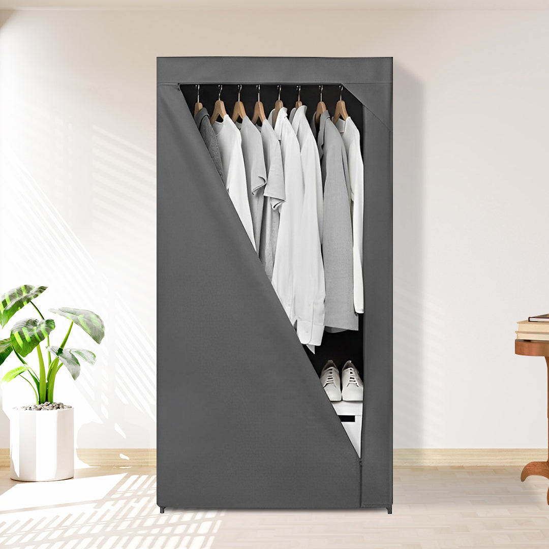 SOGA 75x45xcm Light Grey Clothes Organizer Rack with Zippered Dust Cover