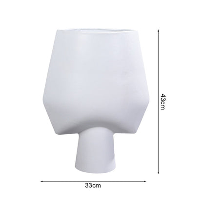 SOGA 33x43cm White Large Ornament Bodhi House Ceramic Handcrafted Modern Abstract Square Vase Home Decor