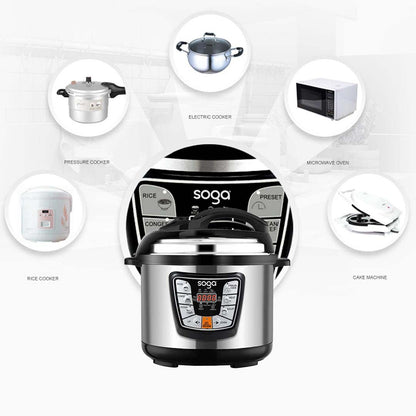 SOGA Stainless Steel Electric Pressure Cooker 12L Nonstick 1600W