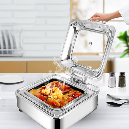 SOGA 2X Stainless Steel Square Chafing Dish Tray Buffet Cater Food Warmer Chafer with Top Lid