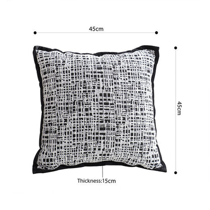 SOGA 45cm Vintage Leopard Print Sofa Black & White Grid Wide Edge Square Throw Pillow