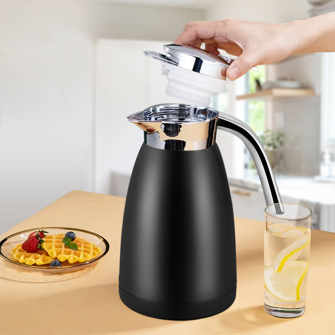 SOGA 2X 1.8L Stainless Steel Kettle Insulated Vacuum Flask Water Coffee Jug Thermal Black