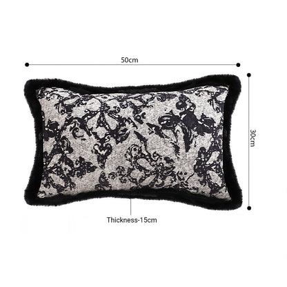 SOGA 2X 30cm Vintage Black Pillowcase Set Black Herringbone Pattern Lumbar Throw Pillow