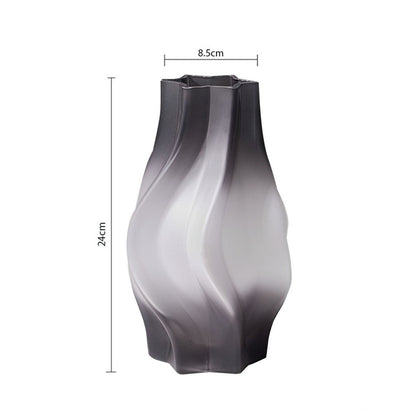 SOGA 25cm Glass Vase Grey with Beautiful glass Bubble Texture Art Vases