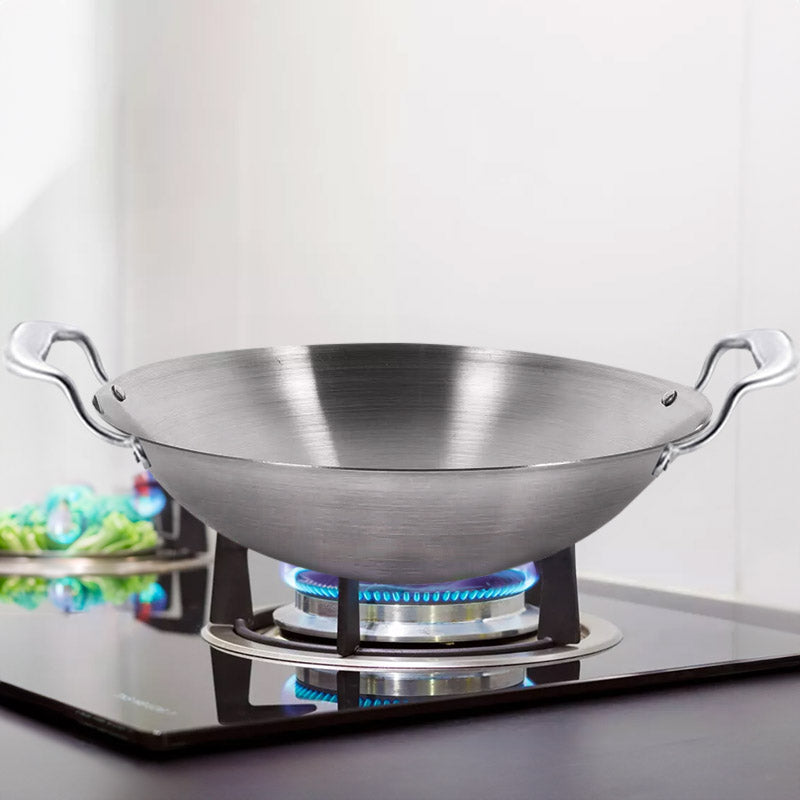 SOGA 2X 3-Ply 42cm Stainless Steel Double Handle Wok Frying Fry Pan Skillet with Lid
