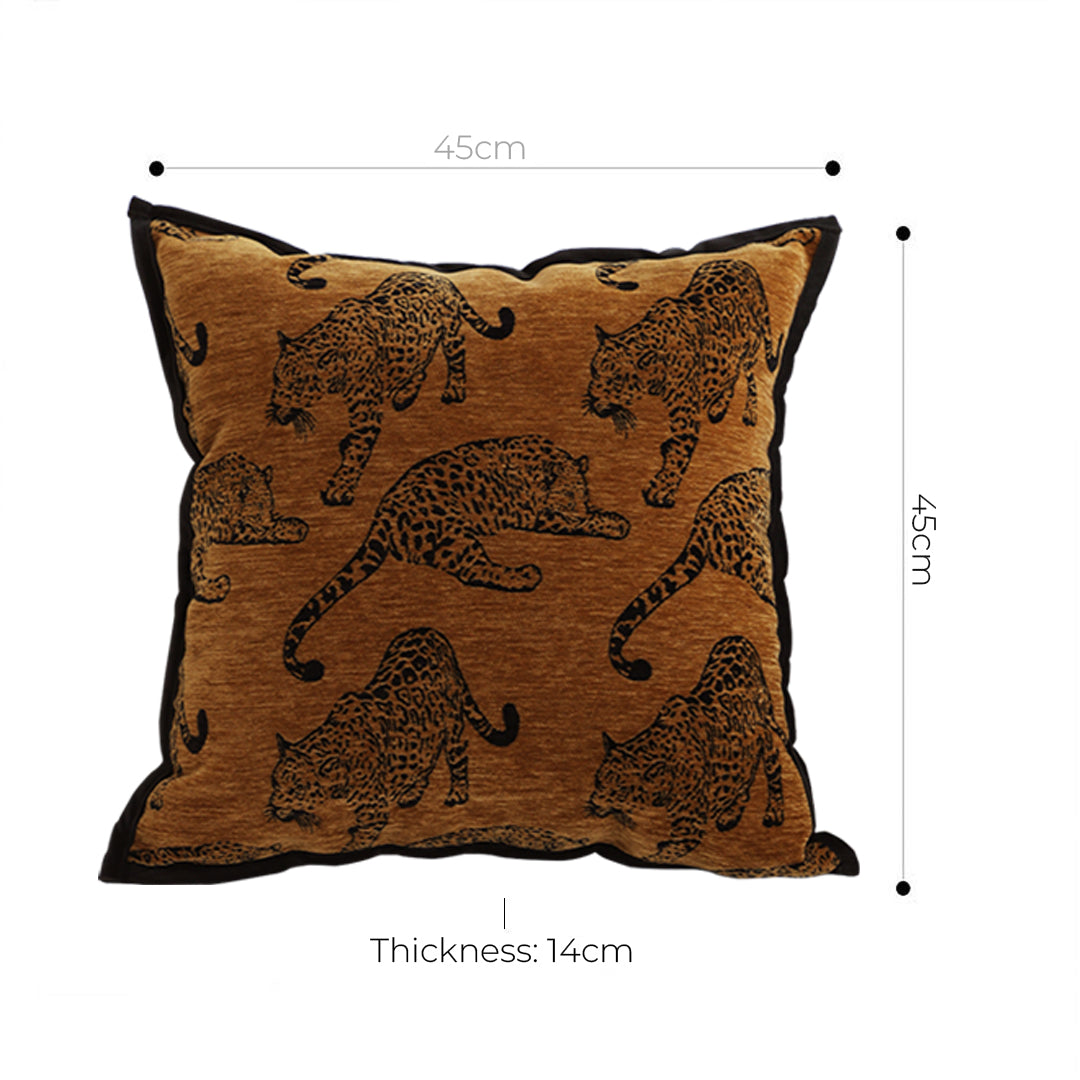 SOGA 2X 45cm Throw Pillow Dark Brown Leopard Square Retro Decorative Cushion for Living Room