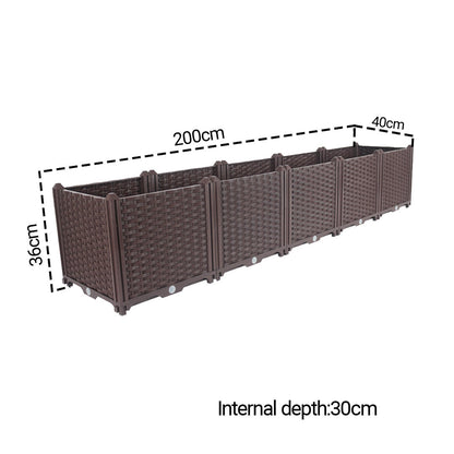SOGA 200cm Raised Planter Box Vegetable Herb Flower Outdoor Plastic Plants Garden Bed Deepen