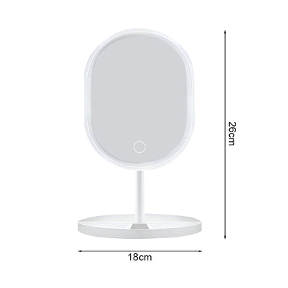 SOGA 2X 26cm White Oval Smart LED Makeup Bedroom Table Vanity Mirror Tricolor Adjustable Light