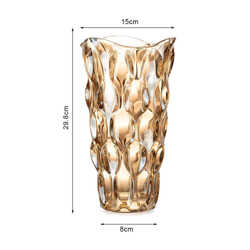 SOGA 29.8cm Golden Amber Glass Crystal Vase Elegant Modern Home Décor