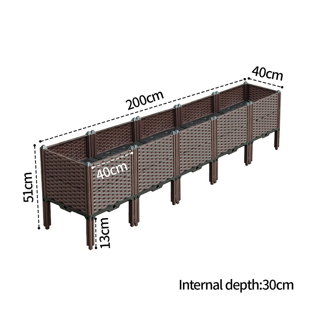 SOGA 200cm Raised Planter Box Vegetable Herb Flower Outdoor Plastic Plants Garden Bed with Legs Deepen