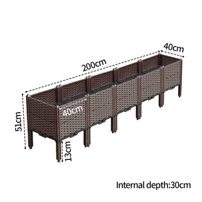 SOGA 200cm Raised Planter Box Vegetable Herb Flower Outdoor Plastic Plants Garden Bed with Legs Deepen