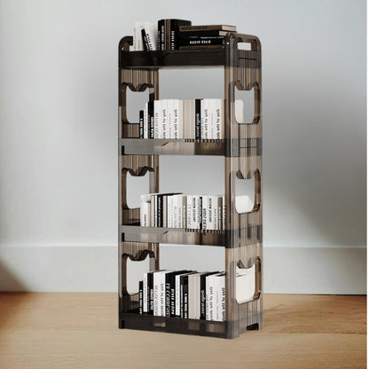 SOGA 2X 38x24cm Black 3 Tier Bookshelf & Cosmetic Storage Organizer Trolley Rack