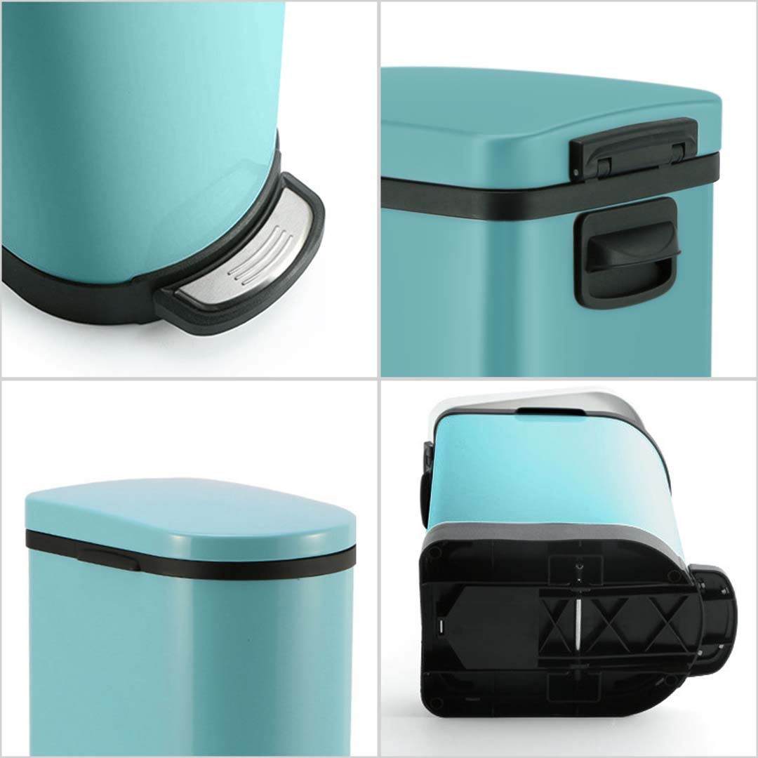 SOGA 4X Foot Pedal Stainless Steel Rubbish Recycling Garbage Waste Trash Bin U Blue 10L