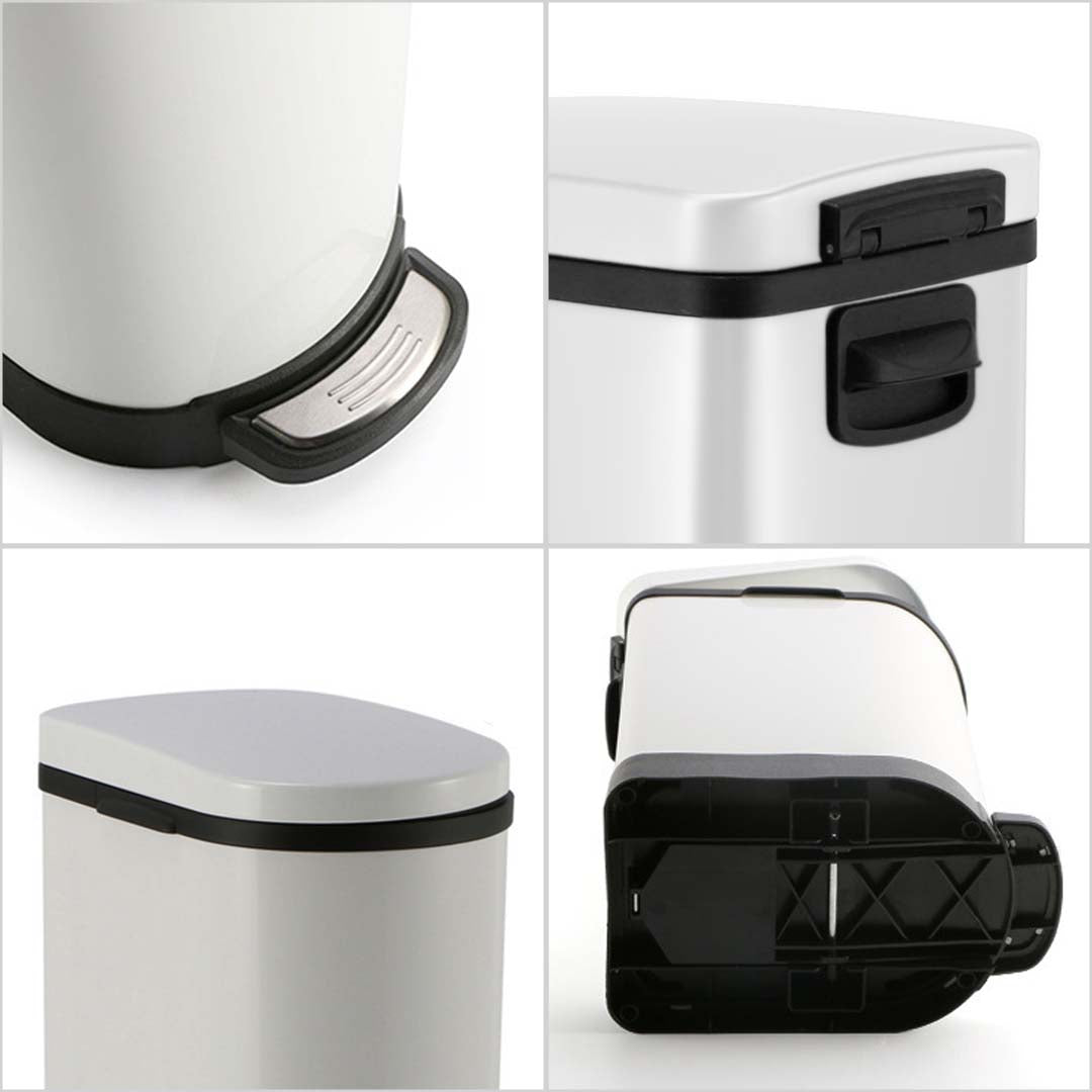 SOGA 4X Foot Pedal Stainless Steel Rubbish Recycling Garbage Waste Trash Bin U White 10L