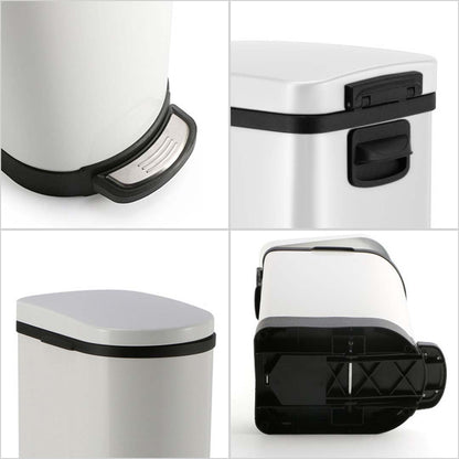 SOGA 4X Foot Pedal Stainless Steel Rubbish Recycling Garbage Waste Trash Bin U White 10L