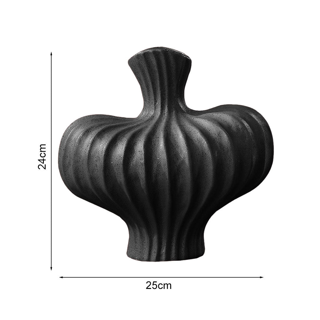 SOGA 25X24cm Ornament Small Matte Black Vases Countertop Decoration Accessories Porch Crafts Home Decor