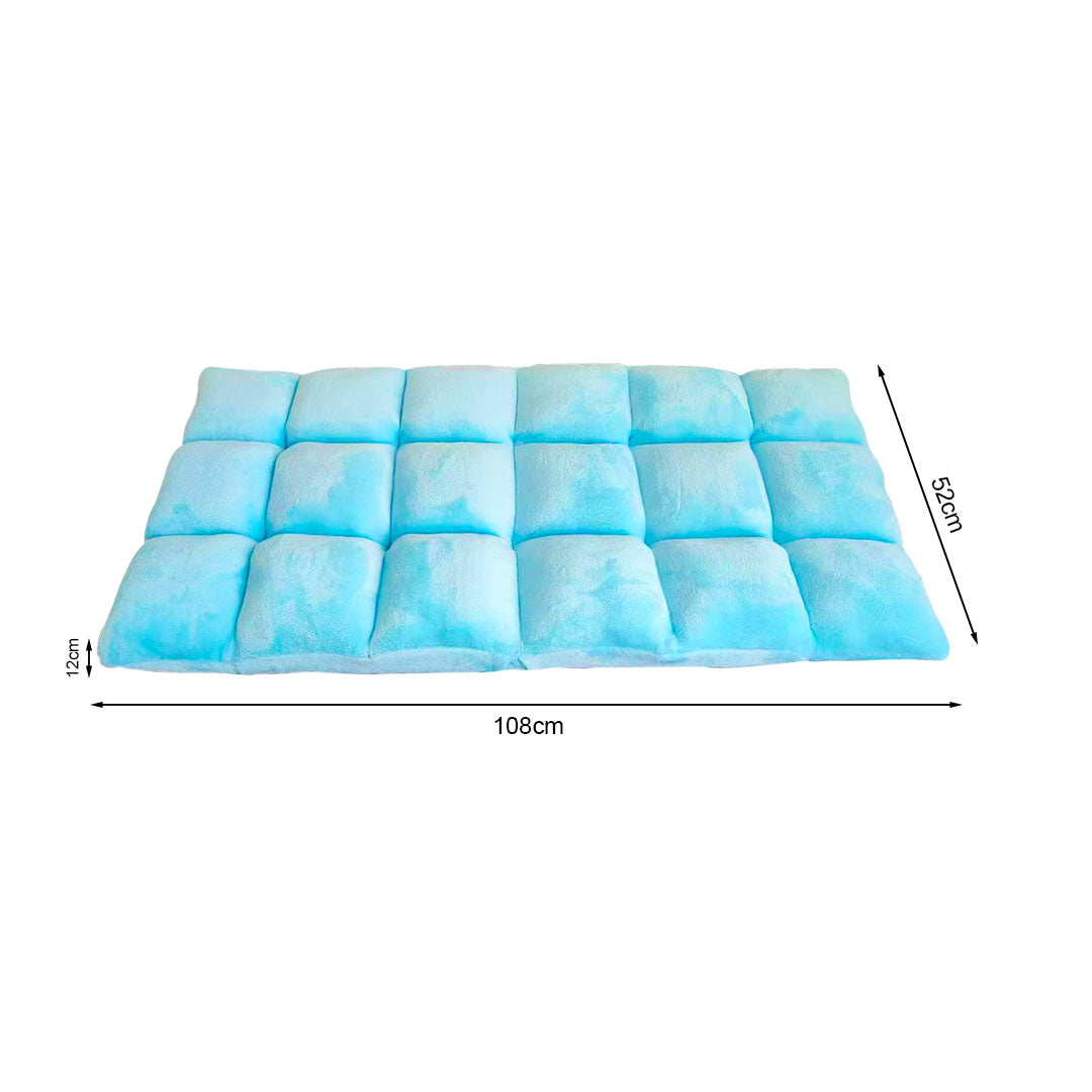 SOGA 2X Floor Recliner Collapsible Lounge Sofa Couch Folding Chair Cushion Light Blue