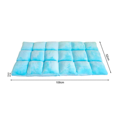 SOGA 2X Floor Recliner Collapsible Lounge Sofa Couch Folding Chair Cushion Light Blue