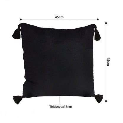 SOGA 2X 45Cm Black Vintage Butterfly Pillow Tassel Velvet Square Throw Pillow